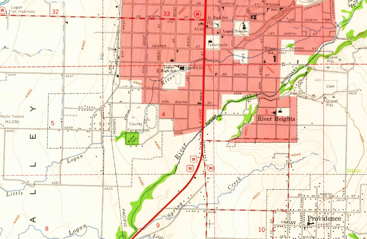 Click for closer view: Note the Little Logan River Name USGS Logan 7.5 minute quadrangle_1961 Courtesy USGS, US Department of the Interior Note the Little Logan River Name USGS Logan 7.5 minute quadrangle_1961 Courtesy USGS, US Department of the Interior